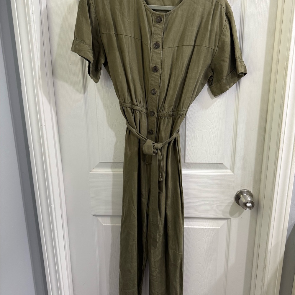 Madewell Green Button-Down Jumpsuit